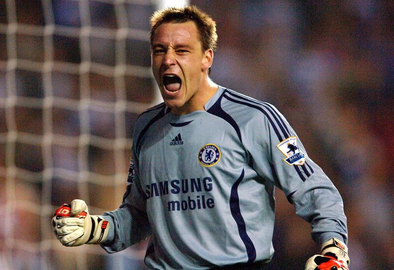 Chelsea's temporary goalkeeper John Terry celebrates his teams victory   (Photo by Matthew Fearn - PA Images/PA Images via Getty Images)