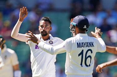 India's Mohammed Siraj celebrates after dismissing Cameron Green of Australia. EPA