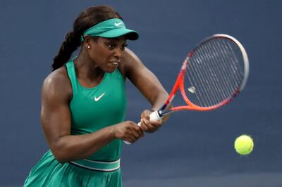 MASON, OH - AUGUST 16: Sloane Stephens of the United States returns a shot to Elise Mertens of Belgium during Day 6 of the Western and Southern Open at the Lindner Family Tennis Center on August 16, 2018 in Mason, Ohio.   Rob Carr/Getty Images/AFP
== FOR NEWSPAPERS, INTERNET, TELCOS & TELEVISION USE ONLY ==
