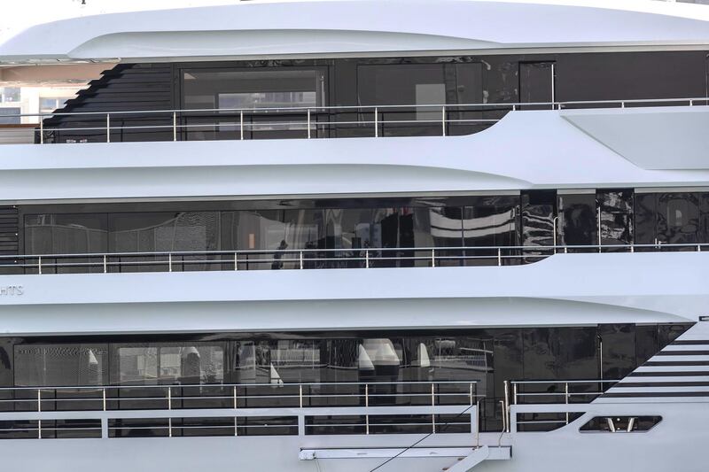 A super yacht build by Gulf Craft parked in the new Dubai harbour development on May 22th, 2021. 
Antonie Robertson / The National.
Reporter: Ramola Talwar for National.