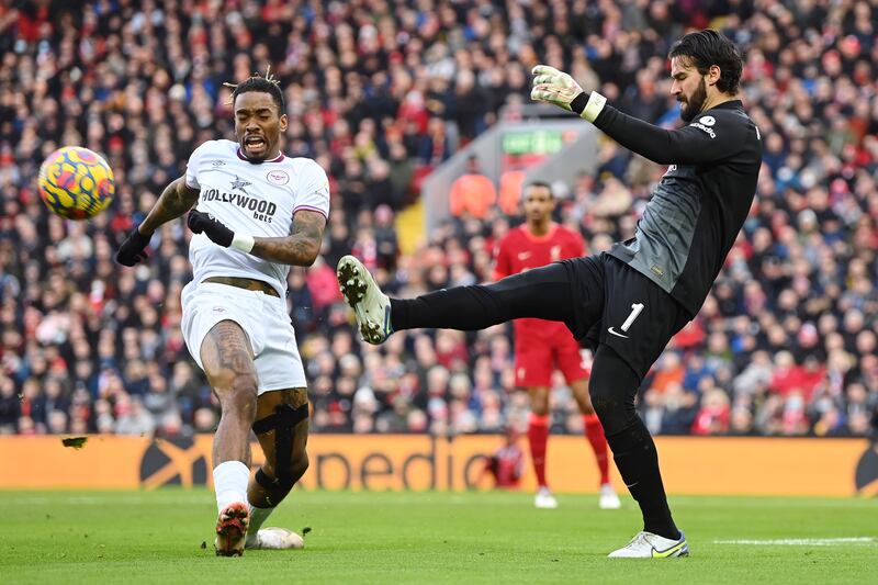 LIVERPOOL RATINGS: Alisson Becker - 6: The Brazilian had a quiet afternoon. He dealt easily with a meek shot from Toney and was watchful during Brentford’s brief spell of pressure. Getty