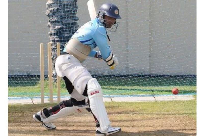Kumar Sangakkara tries to keep his focus on his cricket at the Sharjah Stadium.