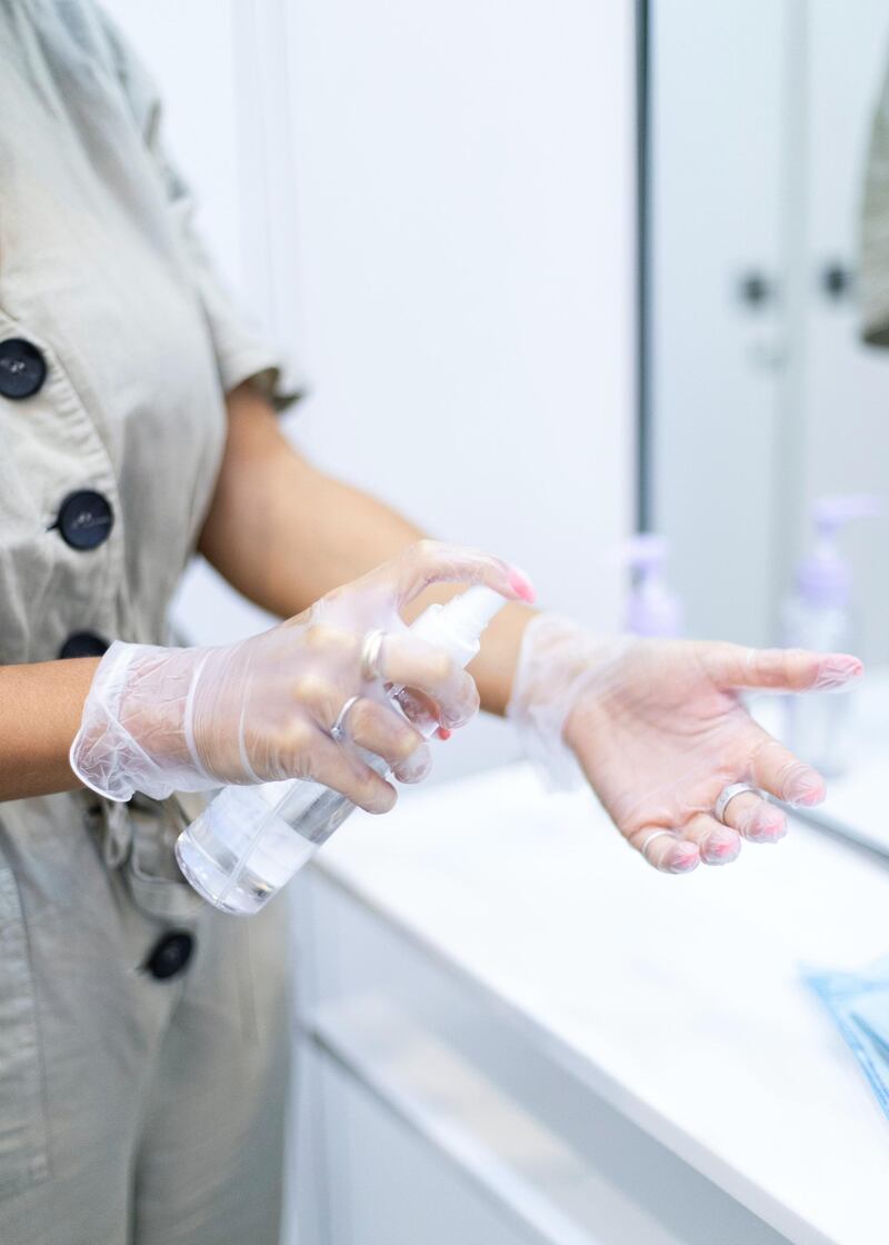 DUBAI, UNITED ARAB EMIRATES. 21 MAY 2020. 
Sanitary measures taken at Pastels Salon in Mercato.
(Photo: Reem Mohammed/The National)

Reporter:
Section: