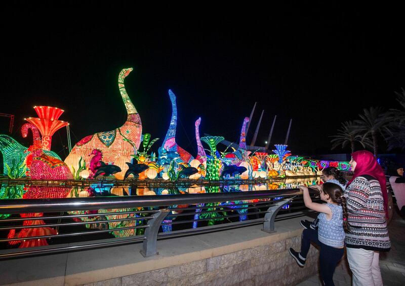  DUBAI, UNITED ARAB EMIRATES- Dubai Garden Glow opens to the public with diffrent lights on display.  Leslie Pableo for The National