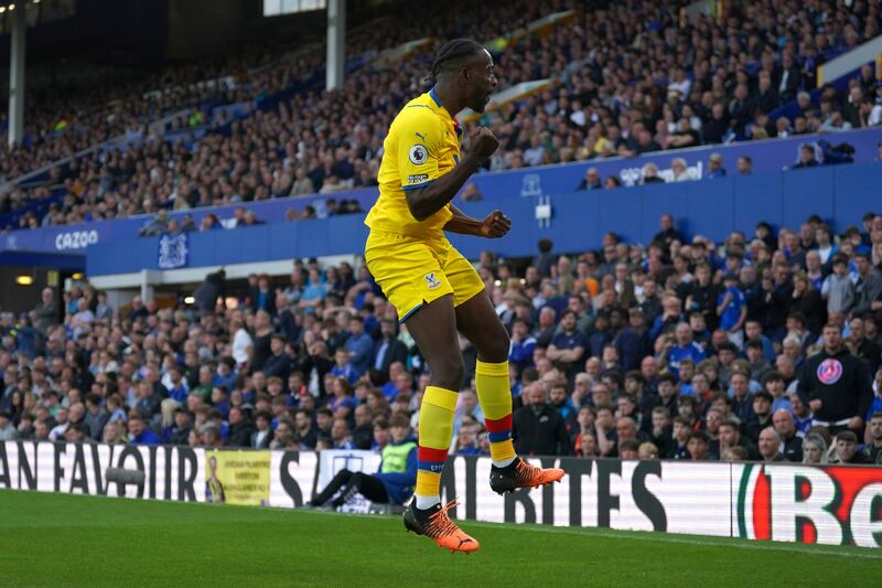 Jean-Philippe Mateta celebrates after scoring Crystal Palace's first goal. AP