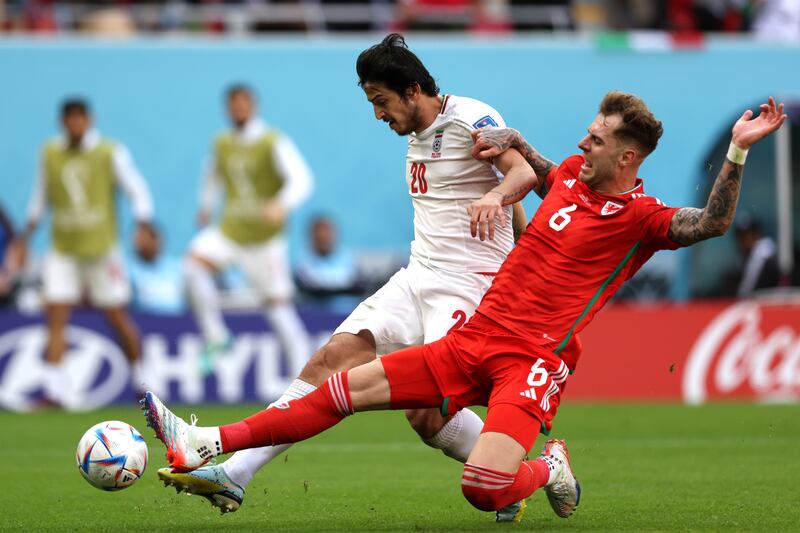 Sardar Azmoun of Iran during the World Cup 2022 match against Wales. Getty