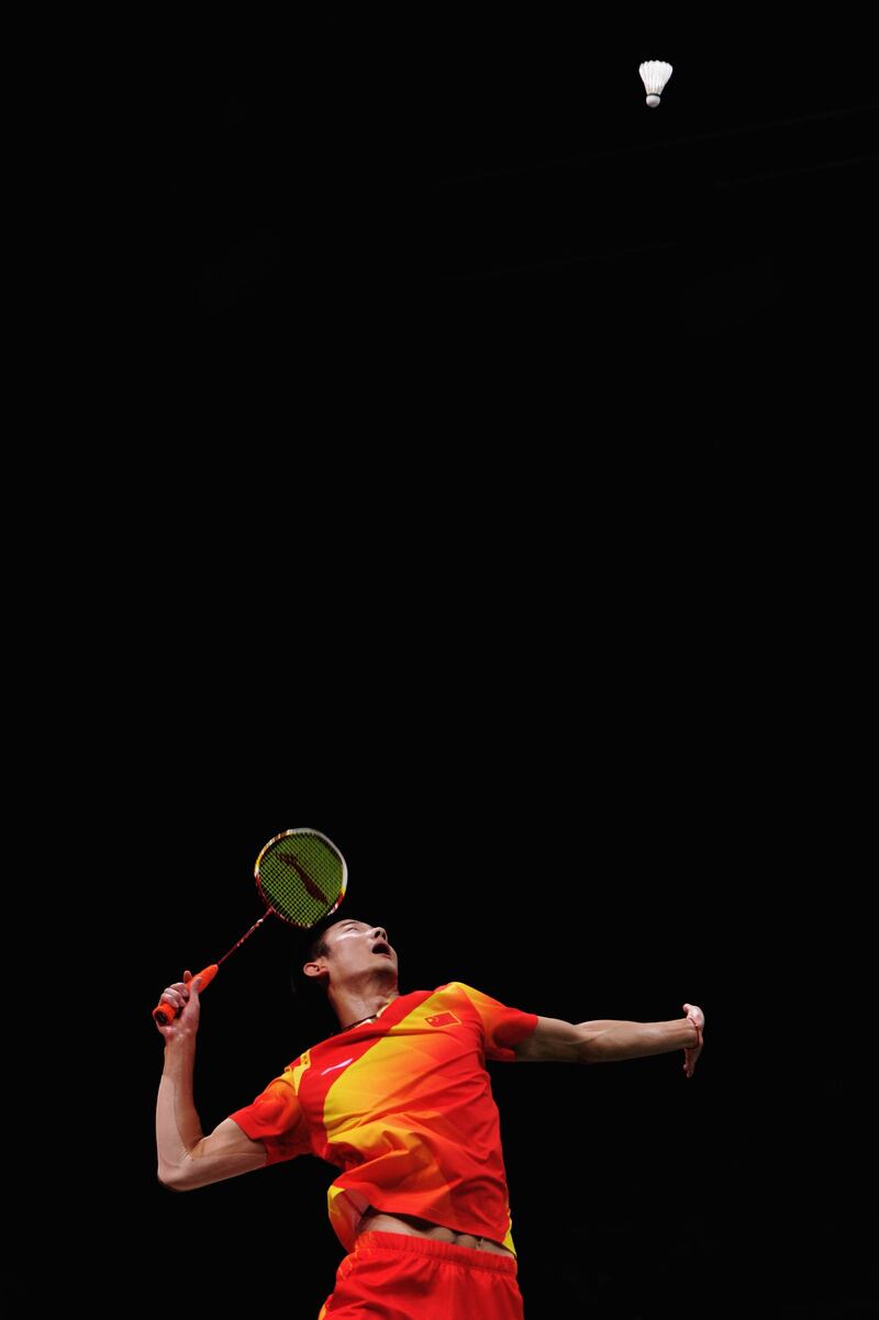 LONDON, ENGLAND - AUGUST 05:  Long Chen of China competes during his Men's Singles Badminton Bronze Medal match against Hyun Il Lee of Korea on Day 9 of the London 2012 Olympic Games at Wembley Arena on August 5, 2012 in London, England.  (Photo by Michael Regan/Getty Images)