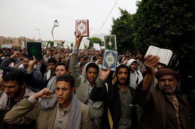 A protest in Yemen's capital Sanaa against the burning of the Quran in Sweden and Denmark. EPA 