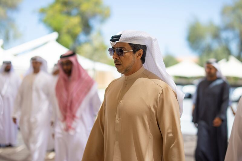 Sheikh Mansour arrives at Al Mushrif Palace. Ryan Carter / UAE Presidential Court 
