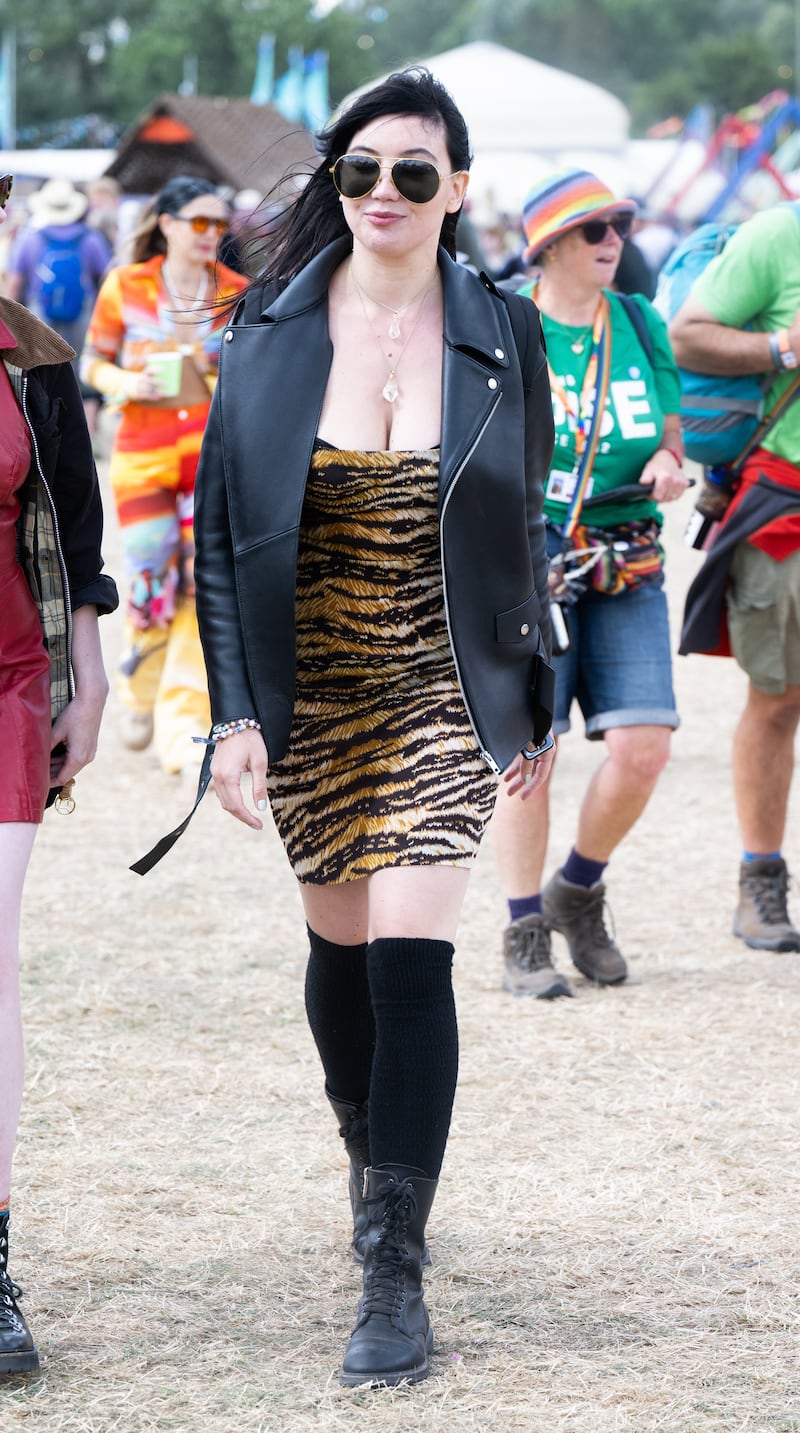Daisy Lowe attends day four of Glastonbury Festival. WireImage