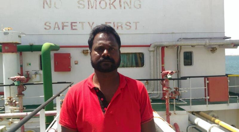Chief engineer of the MV Azraqmoiah, Guru Ganesan, will be repatriated to India this week once his passport has been approved after two years at sea. Courtesy: Mr Ganesan 