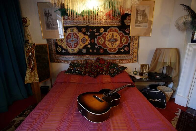 The bed in the former bedroom of Jimi Hendrix at the central London flat he used to live in at 23 Brook Street, London. Matt Dunham / AP photo