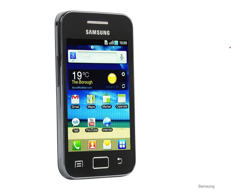 Samsung released its first Galaxy S phone in 2010, three years after the launch of the first Apple iPhone. It had 
a 4-inch (10.16 centimetre) Super AMOLED display and a five-megapixel rear camera. Photo: Samsung