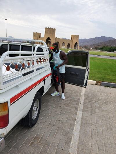 Ghani at the start line, Hatta Fort Hotel, on Sunday afternoon