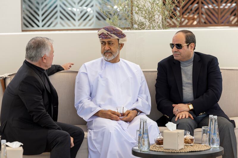 Egyptian President Abdel Fattah El Sisi, Ruler of Oman Sultan Haitham and King Abdullah II of Jordan
