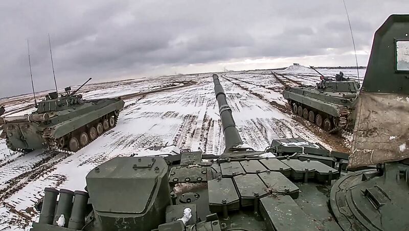 Russian tanks during military exercises. AFP