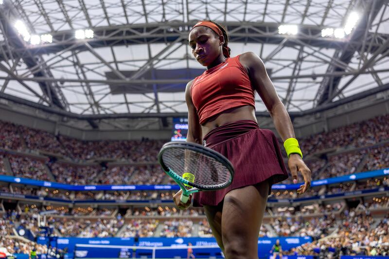 Coco Gauff during the US Open final against Aryna Sabalenka at Flushing Meadows last year. AFP