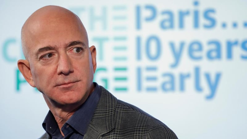 Jeff Bezos, founder and chief executive of Amazon, said companies will be selected on the basis of their potential to accelerate the path to zero carbon. AP 