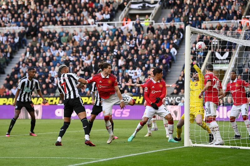 SUBS: Joelinton (On for Saint-Maximin 69’) 7: Saw header tipped on to bar by De Gea. Getty