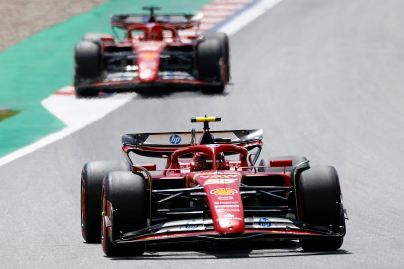 Ferrari driver Carlos Sainz ahead of teammate Charles Leclerc - the pair would finish sixth and fifth, respectively. Reuters
