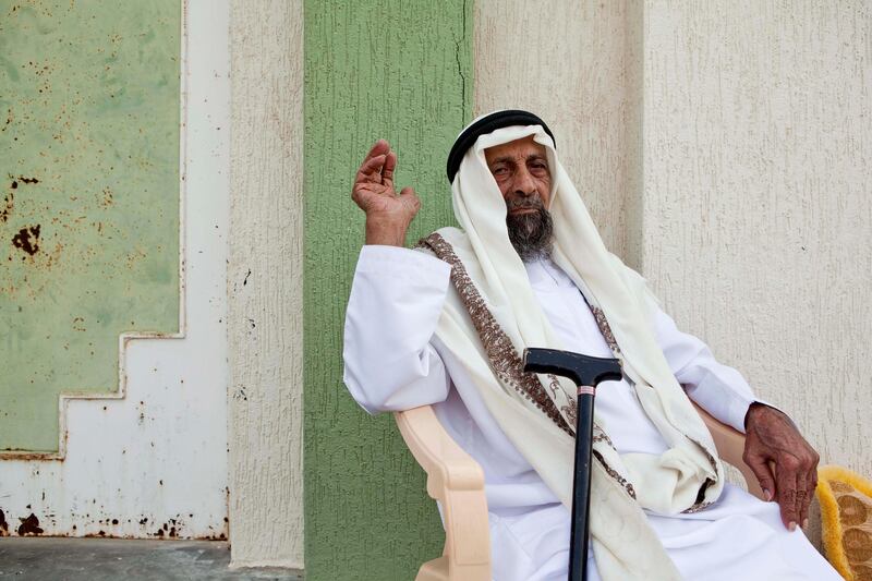June 17, Saleem Khalfan Al Dhagmani oses for the camera on his traditional Emirate farm in Wadi Al Tuwa.  June 1, Ras Al Khaimah, United Arab Emirates. (Photo: Antonie Robertson/ The National)