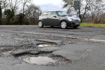 Potholes near Peterborough in Cambridgeshire. Three out of five drivers believe the condition of local roads has deteriorated in 2022, a new survey suggests. PA Wire
