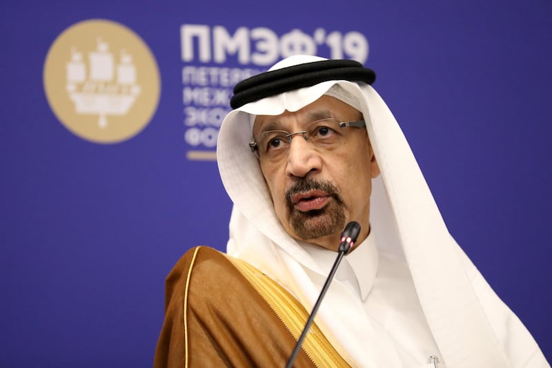 Khalid Al-Falih, Saudi Arabia's energy and industry minister, speaks during the Bloomberg ‘Global Energy Sector’ panel at the St. Petersburg International Economic Forum (SPIEF) in St. Petersburg, Russia, on Friday, June 7, 2019. Over the last 21 years, the Forum has become a leading global platform for members of the business community to meet and discuss the key economic issues facing Russia, emerging markets, and the world as a whole. Photographer: Andrey Rudakov/Bloomberg