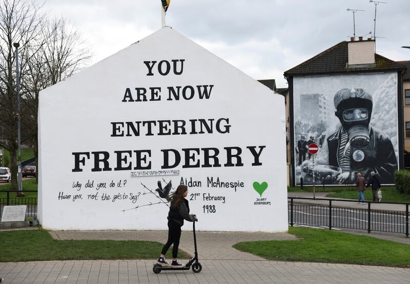 A Free Derry corner in Londonderry, Northern Ireland. Police intelligence suggests Londonderry could be the target of dissident republican attacks on Easter Monday. AP