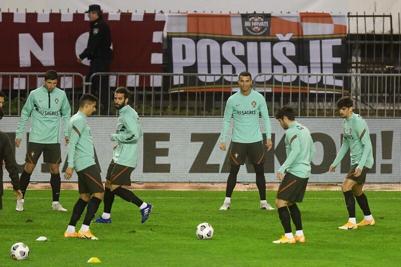 Portugal players training in Split. AFP