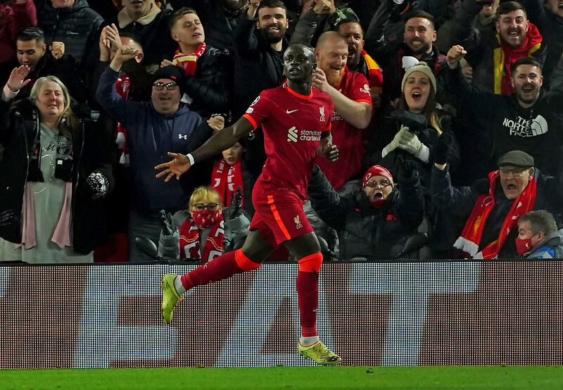 Sadio Mane celebrates scoring Liverpool's second goal. PA