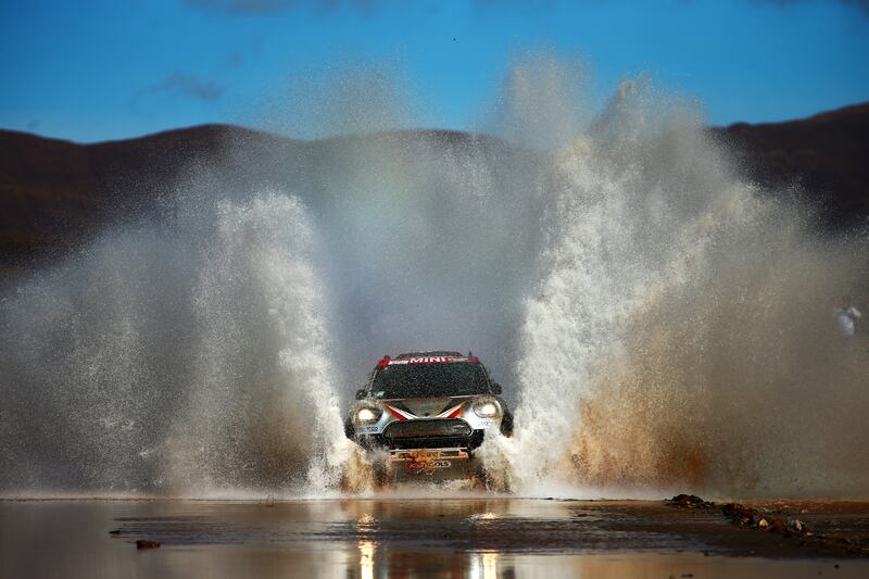 Orlando Terranova of Argentina drives a Mini during the 2017 Dakar Rally between Uyuni, Bolivia, and Salta, Argentina. Getty Images