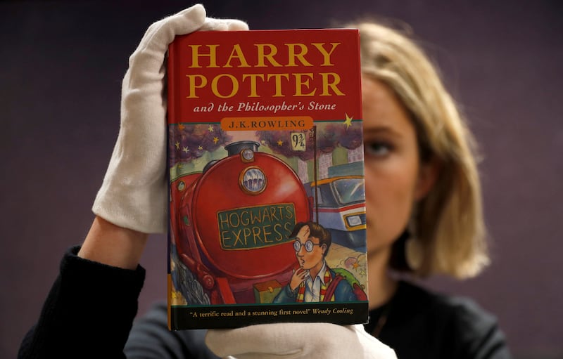 A first edition copy of 'Harry Potter and the Philosopher's Stone' by English author JK Rowling at Bonhams auctioneers in London before the Fine Books, Manuscripts, Atlases and Historical Photographs sale on March 27, 2019. Reuters