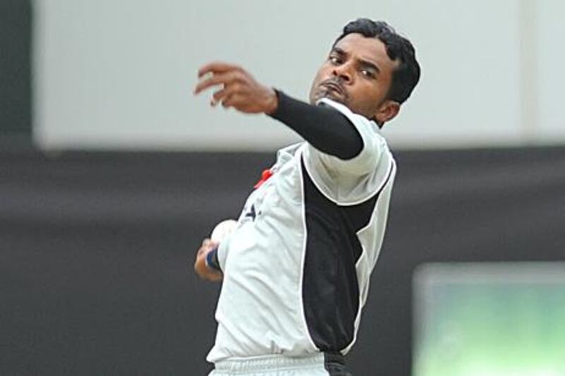 Nasir Aziz, the UAE off-spinner, took three wickets in a recent game against Namibia.