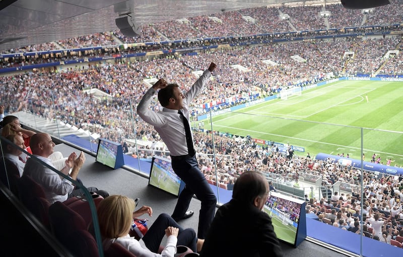 French President Emmanuel Macron during the final. AP