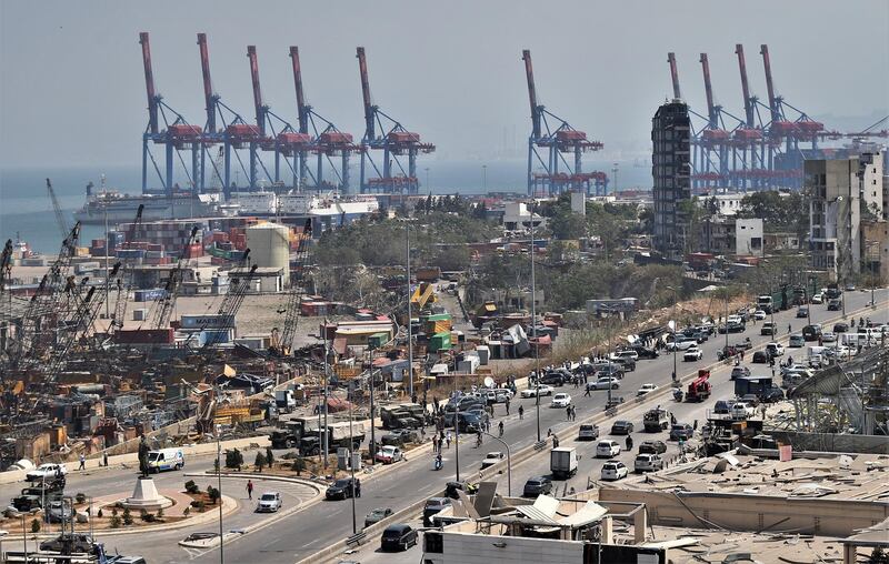 A general view of the Beirut port area after the massive explosion.  EPA
