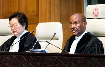 Presiding judge (president) Abdulqawi Yusuf, sits in the court room during a hearing for alleged violations of the 1955 Treaty of Amity between Iran and theU.S., at the International Court in The Hague, Netherlands August 27, 2018. REUTERS/Piroschka van de Wouw