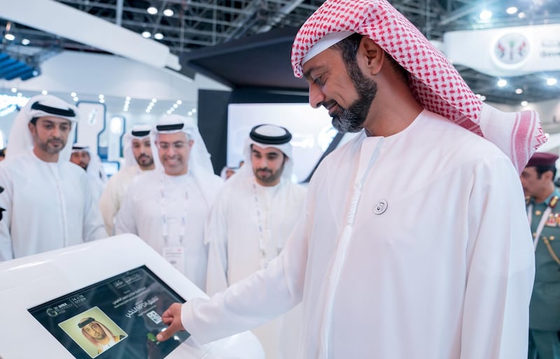 Ammar Al Nuaimi Launches Digital Applications Package at Ajman Government Suite at Gitex 15. WAM