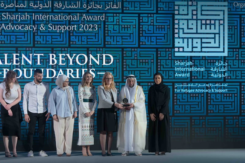 Sheikh Dr Sultan Al Qasimi, Ruler of Sharjah, awarded Talent Beyond Boundaries with the seventh Sharjah International Award for Refugee Advocacy and Support on Wednesday. All photos: Sharjah Media Council