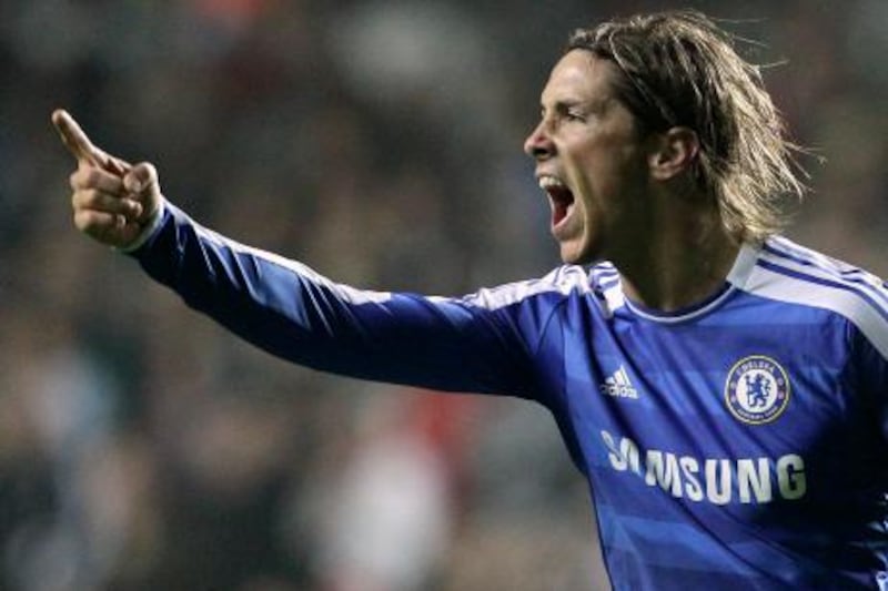 Chelsea's Fernando Torres vents his frustration at a teammate during the English Premier League soccer match between Swansea City and Chelsea at the Liberty Stadium in Swansea, Wales, Tuesday, Jan. 31, 2012. (AP Photo/Matt Dunham) *** Local Caption ***  Britain Soccer Premier League.JPEG-07028.jpg