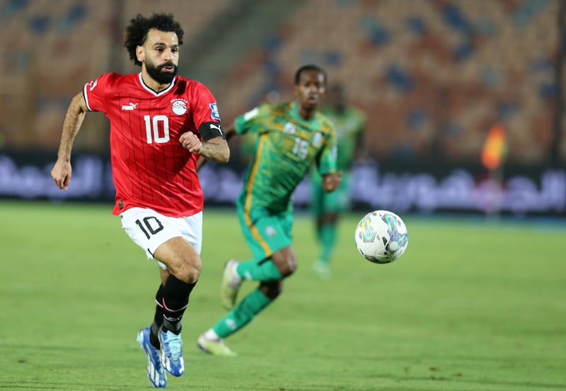 Mohamed Salah chases the ball during the 2026 World Cup qualifier between Egypt and Djibouti. EPA