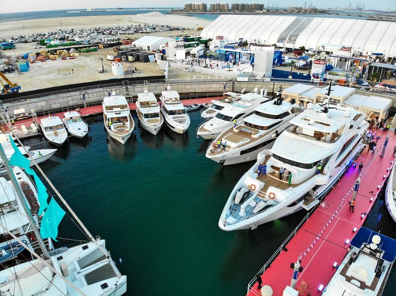 Gulf Craft's vessels at Dubai International Boat Show 2018. Gulf Craft