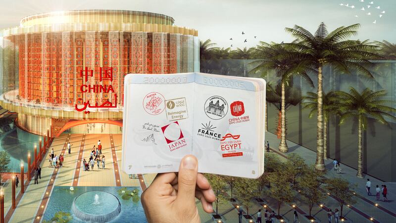 The document encourages Expo tourists to see as many pavilions as possible during the six-month world fair.