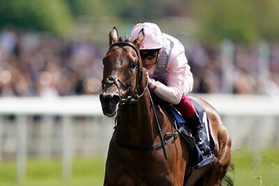 YORK, ENGLAND - MAY 16: Frankie Dettori riding Lah Ti Dar win The Al Basti Equiworld Dubai Middleton Fillies' Stakes at York Racecourse on May 16, 2019 in York, England. (Photo by Alan Crowhurst/Getty Images)