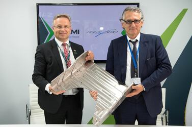 Saudi Arabian Military Industries (Sami) signs an agreement with France's Figeac Aéro at the International Paris Air Show for a joint venture to manufacture metallic military and commercial plane parts in the kingdom.Courtesy Sami