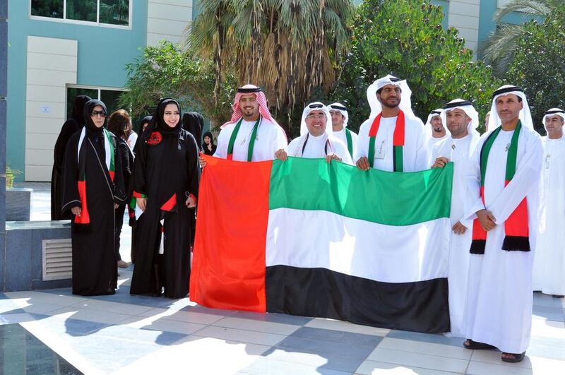 The UAE Space Agency celebrated the third UAE Flag Day. The ceremony was led by the chairman, Dr Khalifa Al Rumaithi and the director general, Dr Mohammed Nasser Al Ahbabi. Courtesy UAE Space Agency