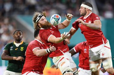 Canada captain Tyler Ardron, right, said the cancellation of their final Rugby World Cup Pool D match against Namibia was a 'weird' feeling. Reuters