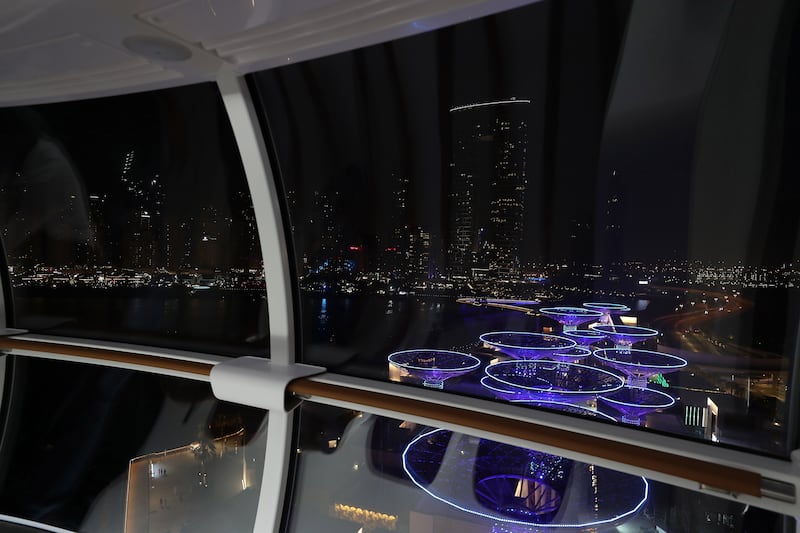 At night, visitors can admire the lights of Bluewaters Island and JBR from Ain Dubai. Pawan Singh / The National