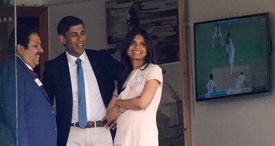Rishi Sunak and wife Akshata Murthy in the stands at Lord's, London, on August 12, 2021. PA Wire