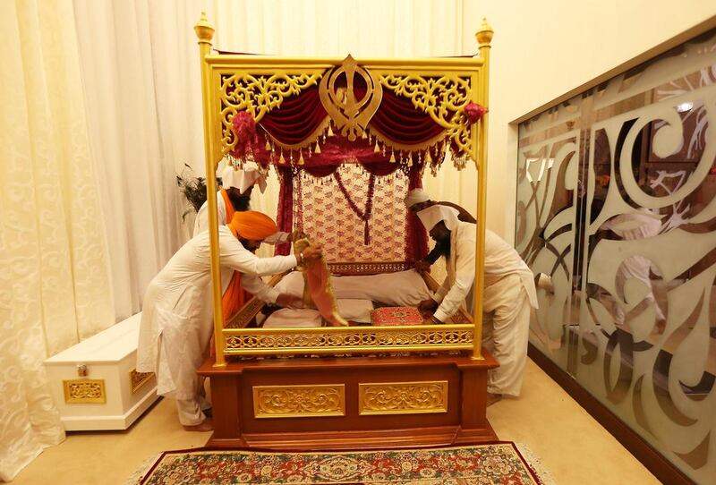 Samapati of Sri Guru Granth Sahib Ji (the closing time between 8:30 to 8:45pm daily) at the Gurunanak Darbar.