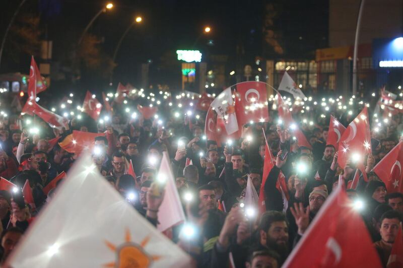 Supporters of the AKP in Ankara. AFP